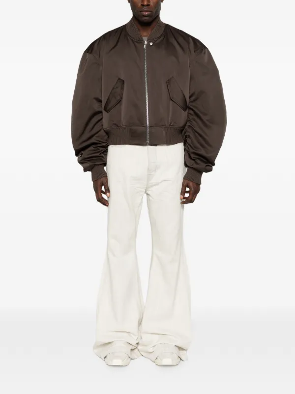 Rick Owens Ruched Flight Bomber Jacket | Brown | FARFETCH