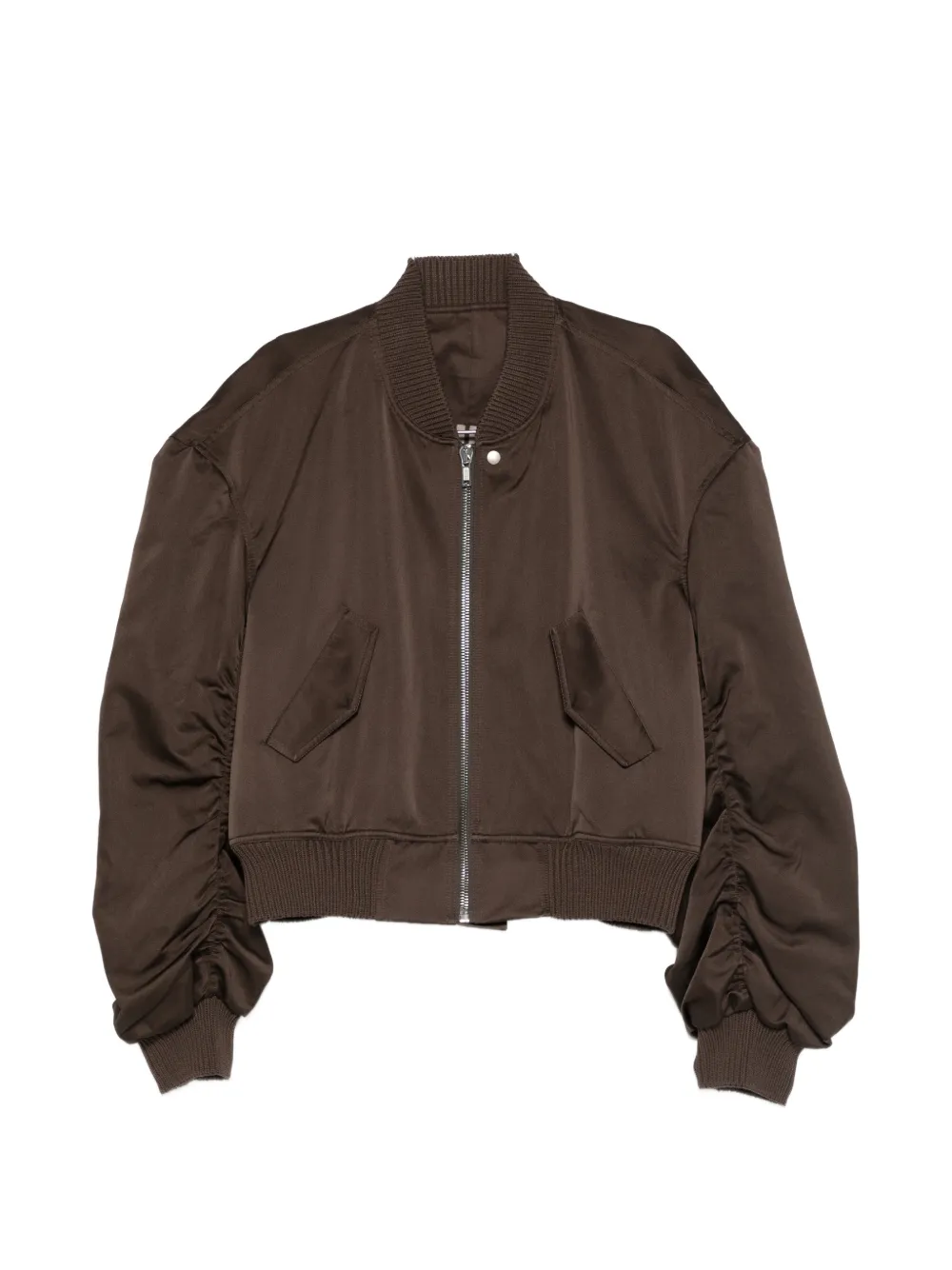Rick Owens ruched flight bomber jacket - Marrone