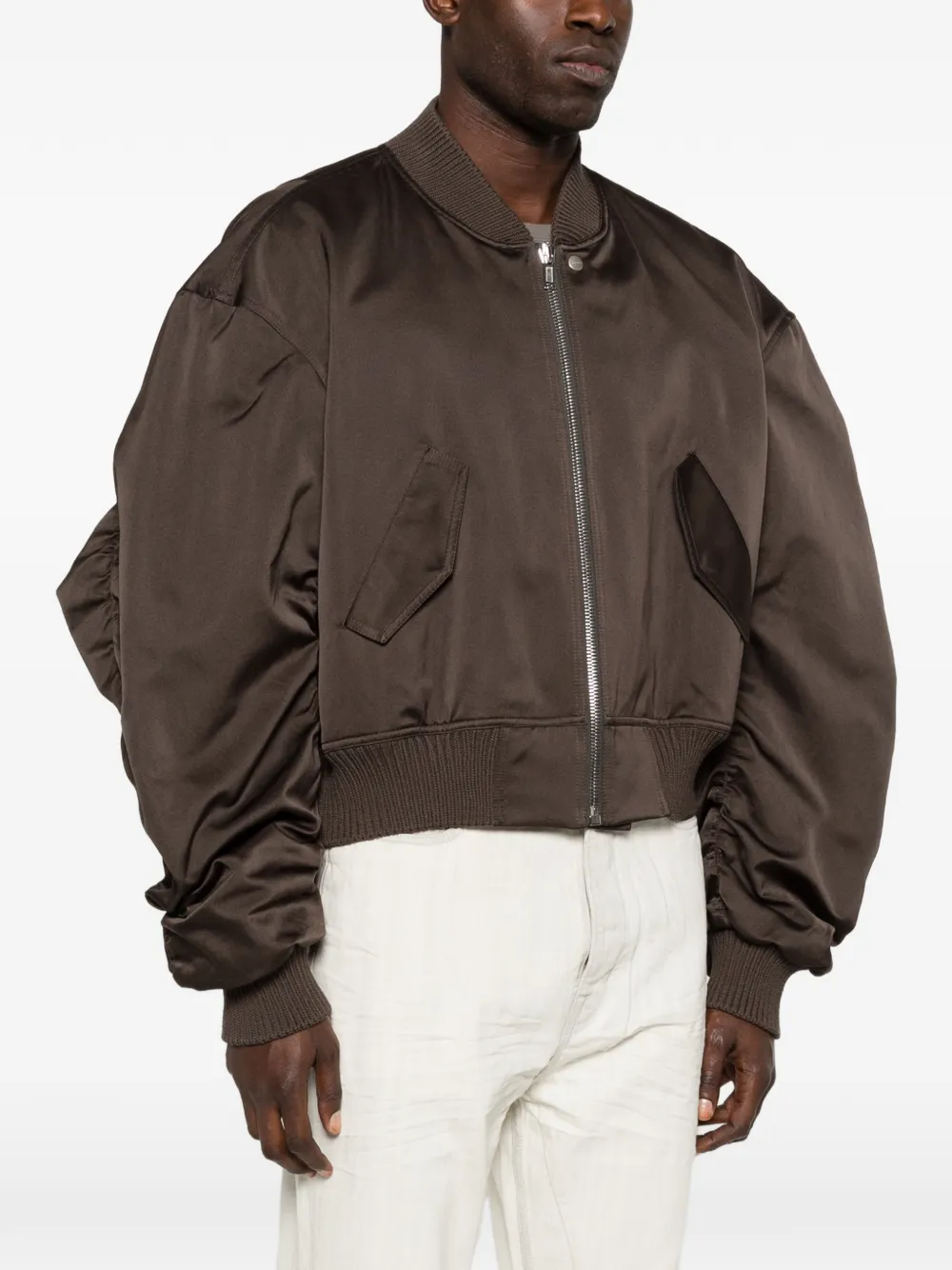Rick Owens Flight bomberjack met ruches Bruin
