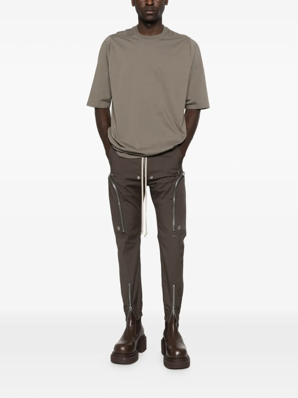 Rick Owens Jumbo SS Temple T-shirt van katoenen jersey Bruin