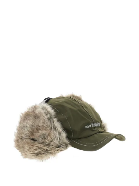 and Wander faux fur ear flaps logo hat