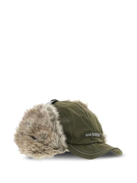 and Wander faux fur ear flaps logo hat