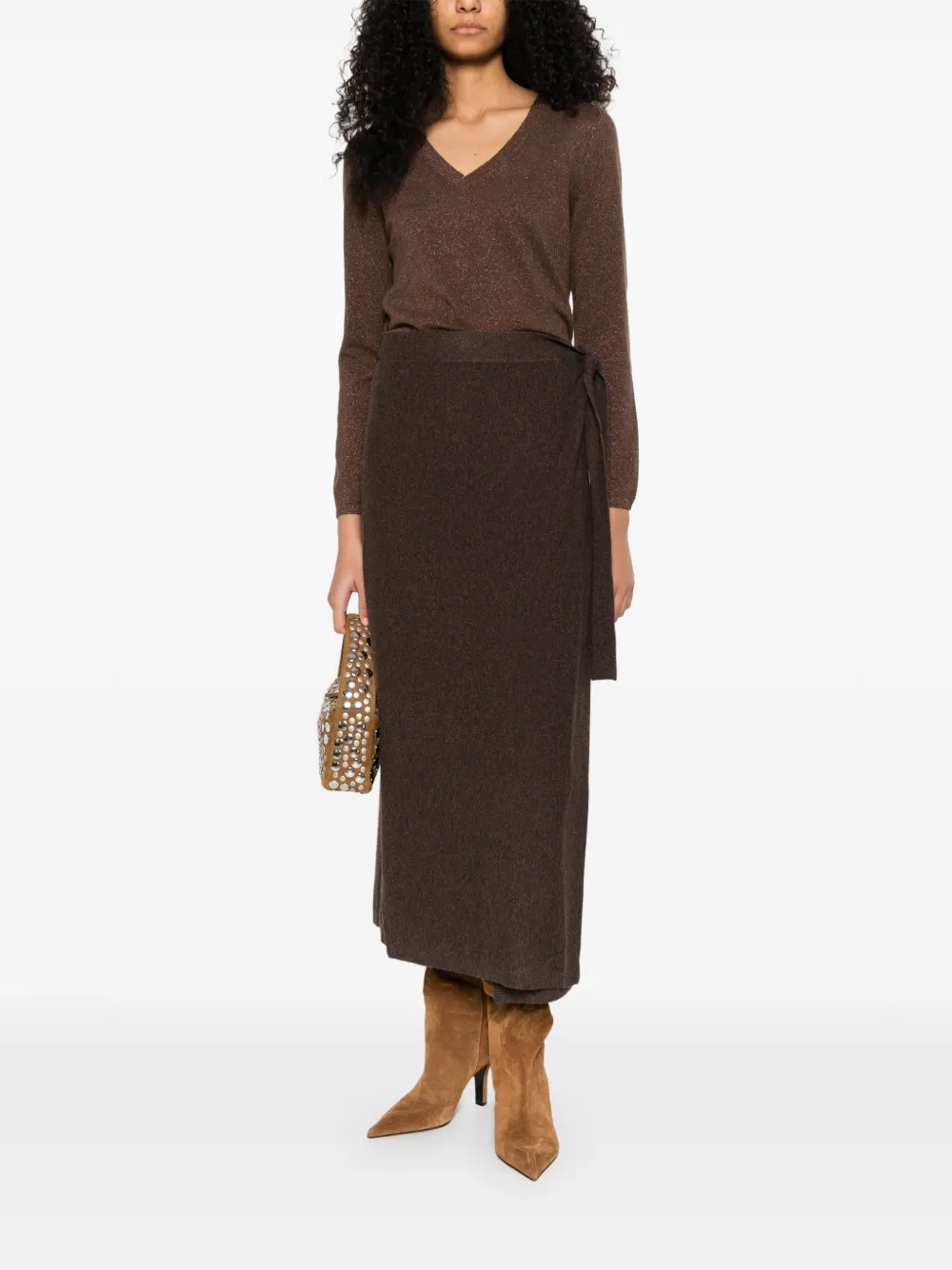 Gran Sasso panelled midi skirt - Bruin