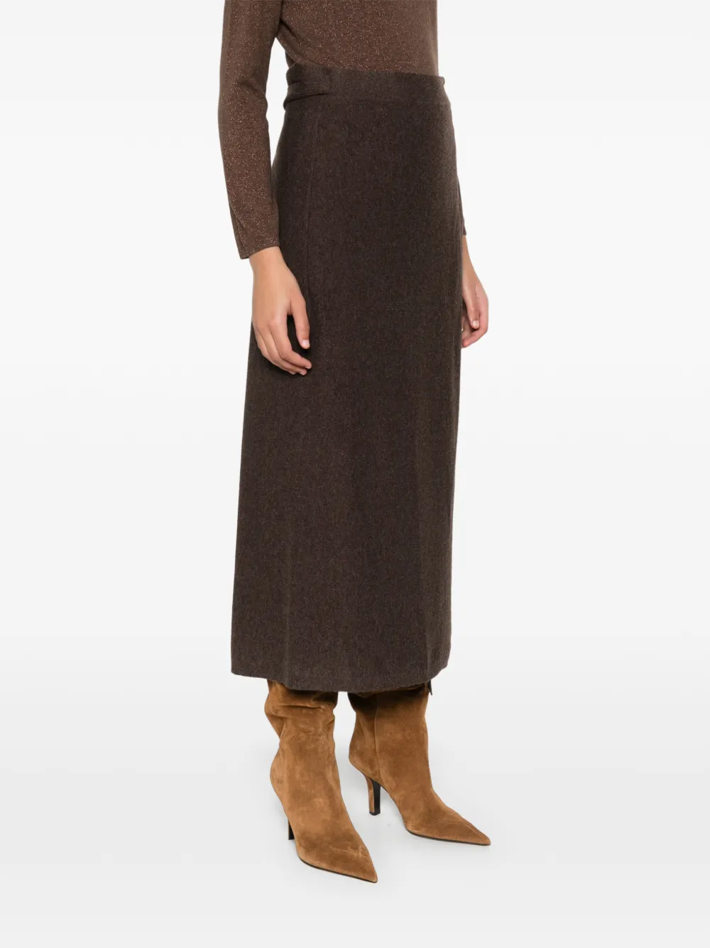  Gran Sasso Panelled Midi Skirt - Brown 