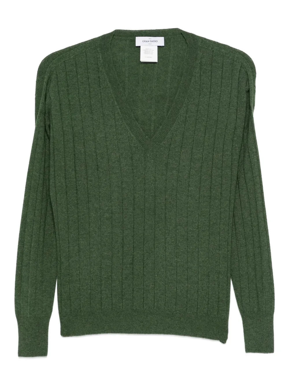 Gran Sasso ribbed V-neck sweater - Grün