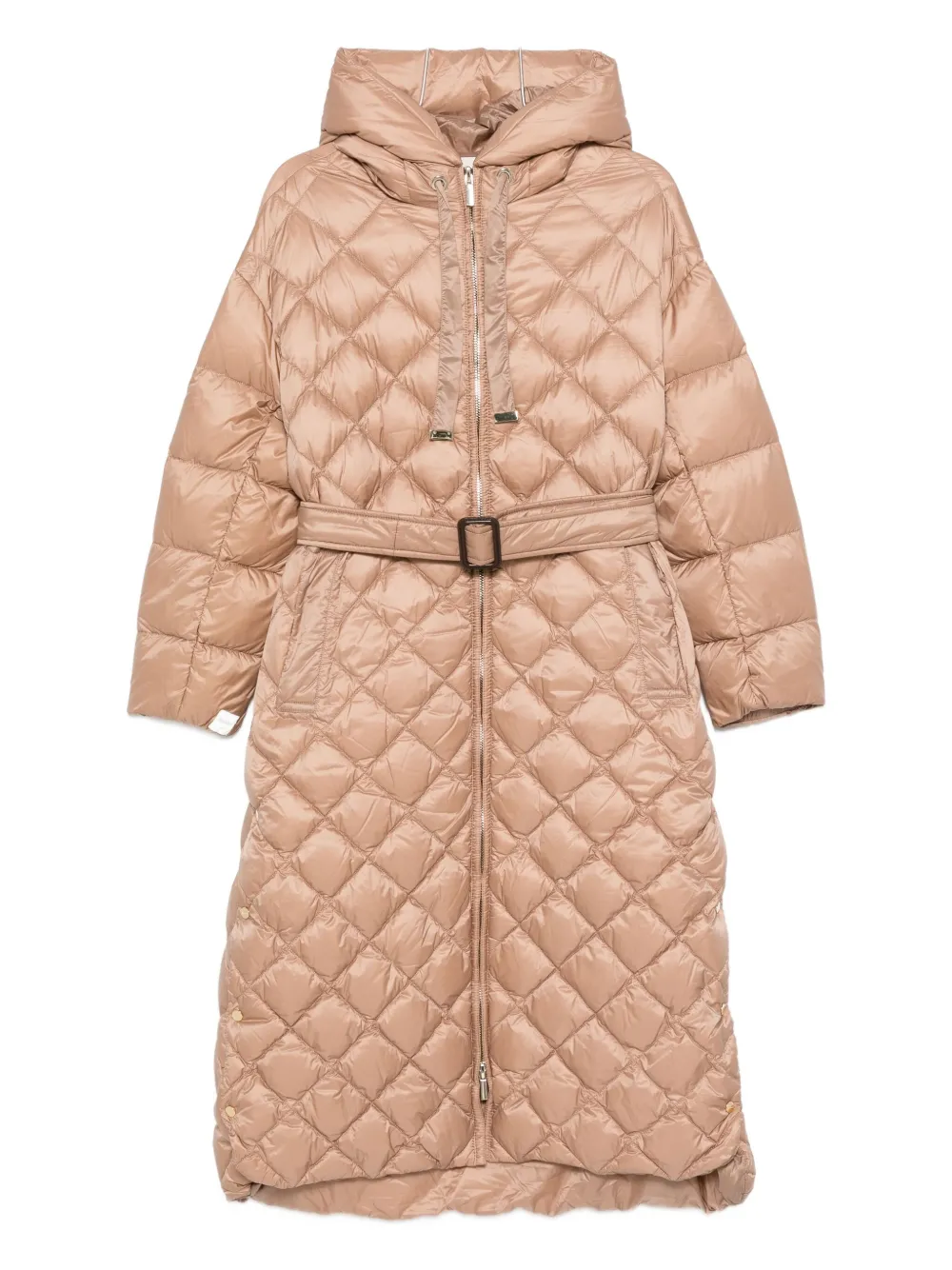 Max Mara Hooded Quilted Coat In Neutral