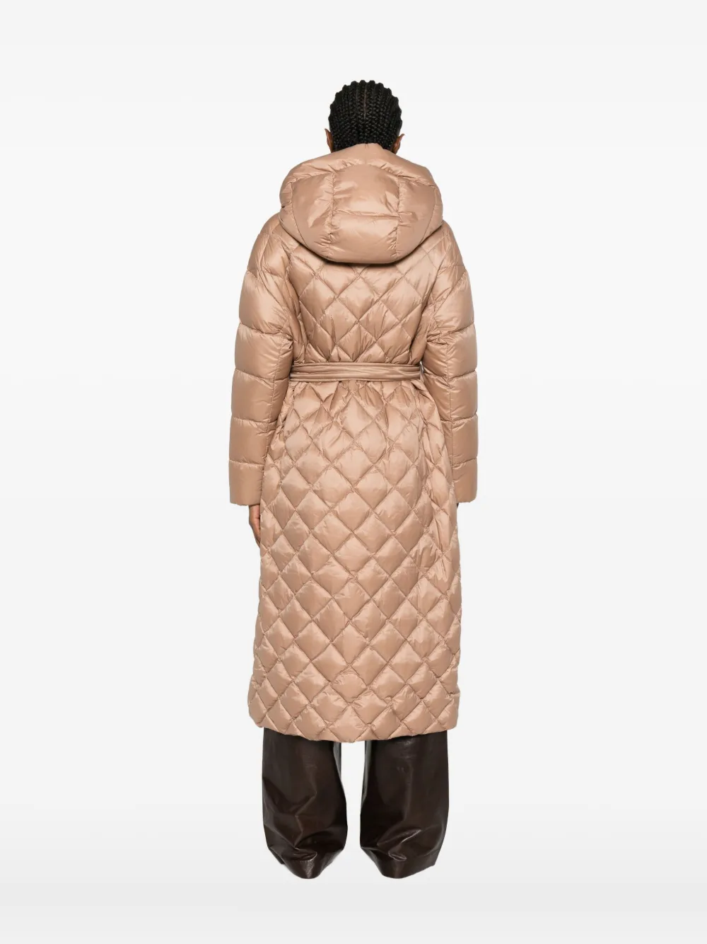 Max Mara Hooded Quilted Coat In Neutral