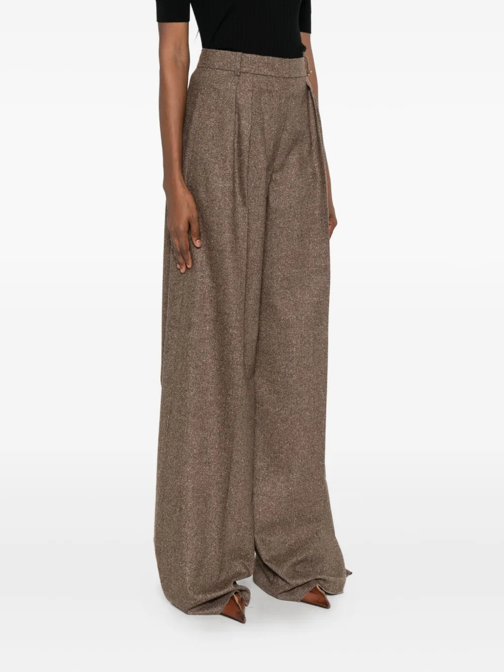Max Mara Broek met geplooid detail Bruin