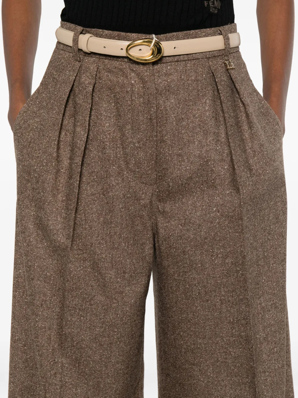 Max Mara Broek met geplooid detail Bruin