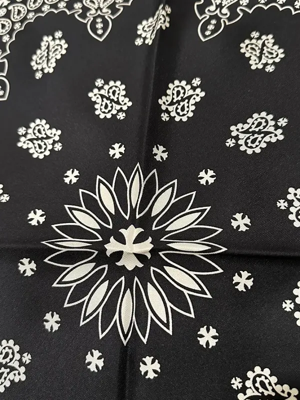 Chrome Hearts ペイズリー フローラル シルクスカーフ | ブラック