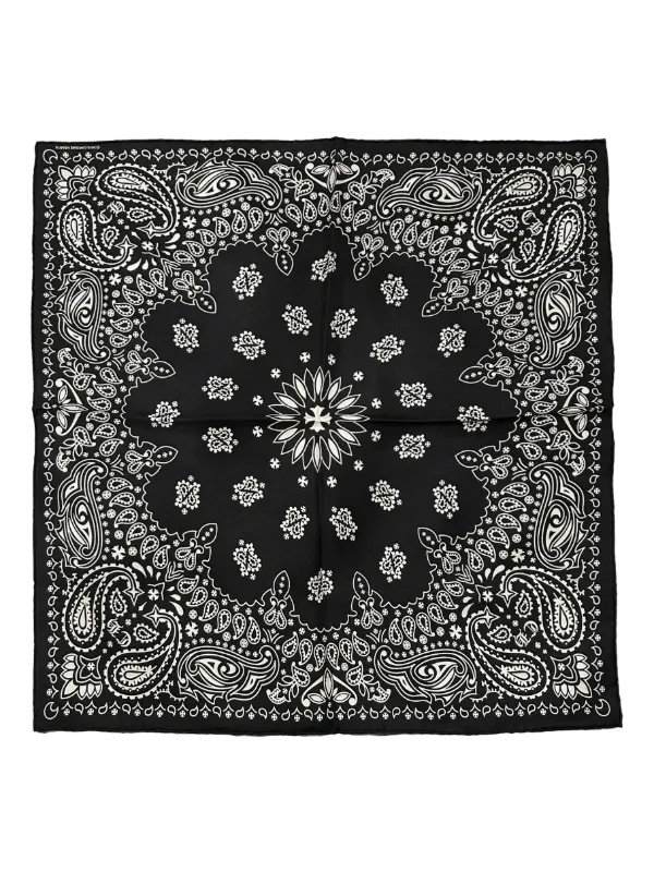 Chrome Hearts ペイズリー フローラル シルクスカーフ | ブラック
