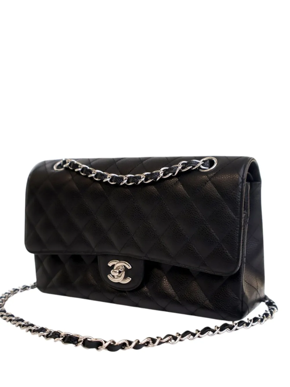 CHANEL Pre-owned 2010-2011 Medium Classic Caviar Double Flap Shoulder Bag In Black