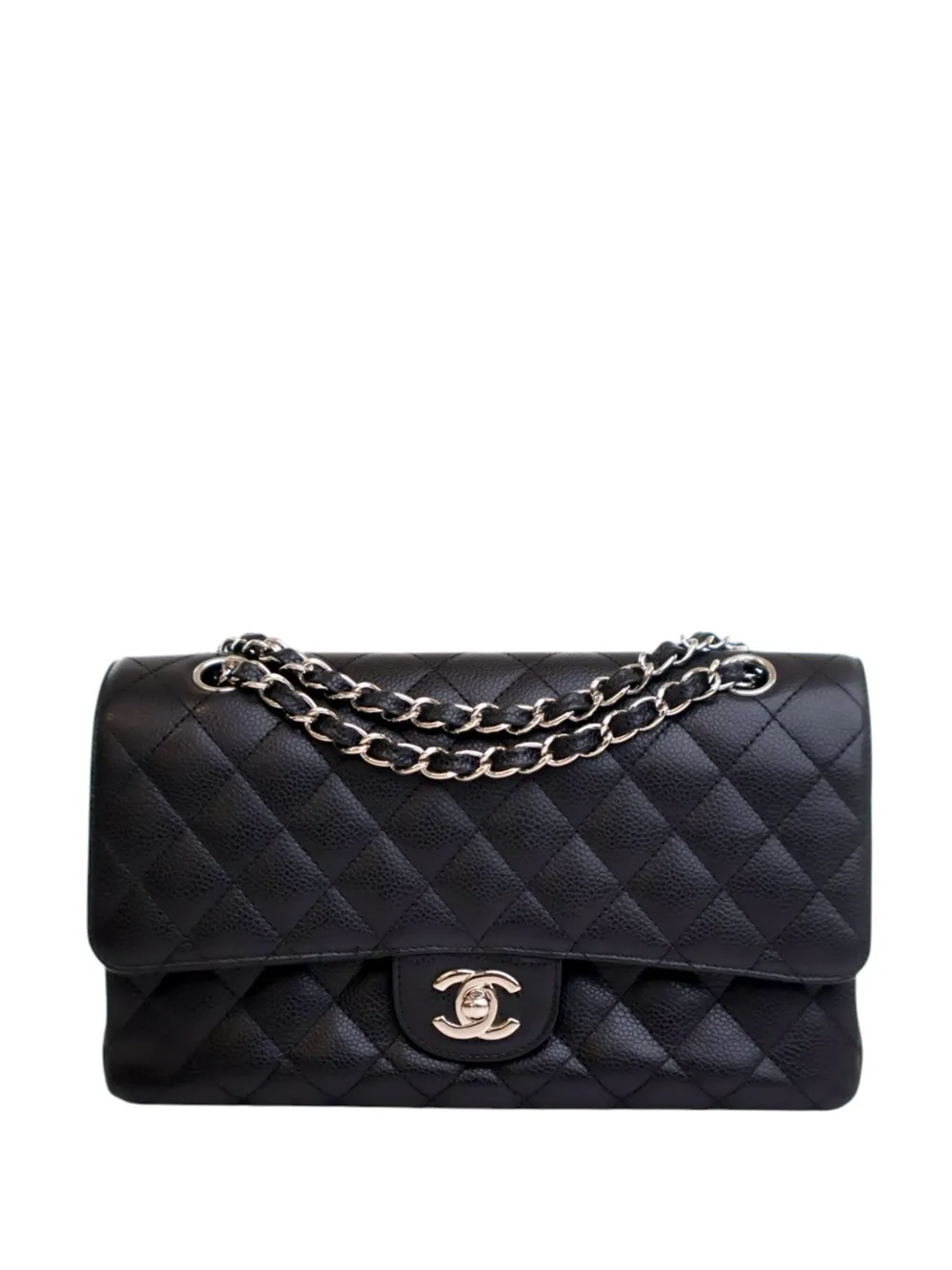 CHANEL Pre-Owned 2010-2011 ミディアム クラシック キャビア ダブルフラップ ショルダーバッグ - ブラック CHANEL Pre-Owned 2010-2011 ミディアム クラシック キャビア ダブルフラップ ショルダーバッグ - ブラック