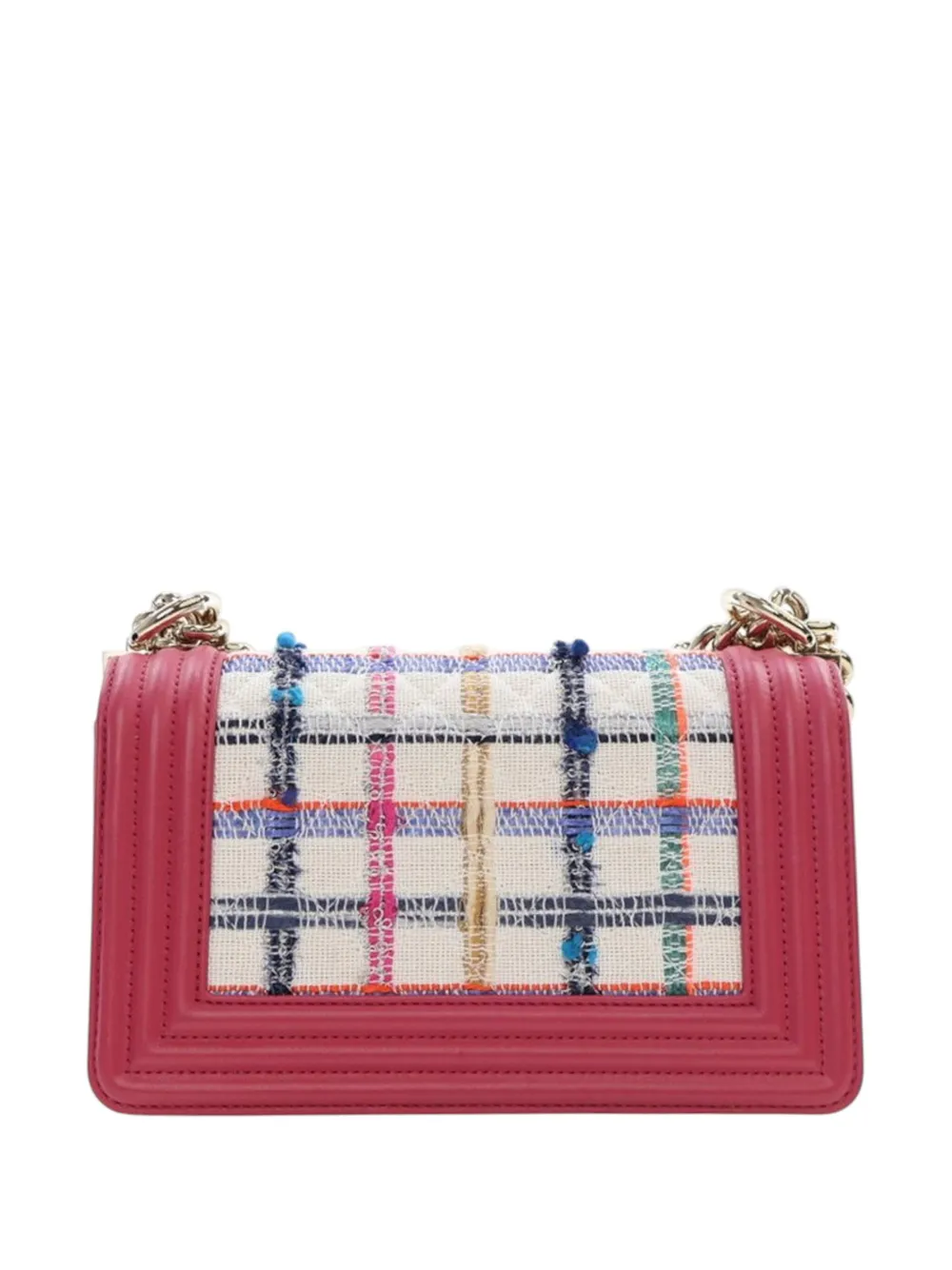 Pre-owned Chanel 2018-2019 Small Tweed And Lambskin Boy Flap Crossbody Bag In White