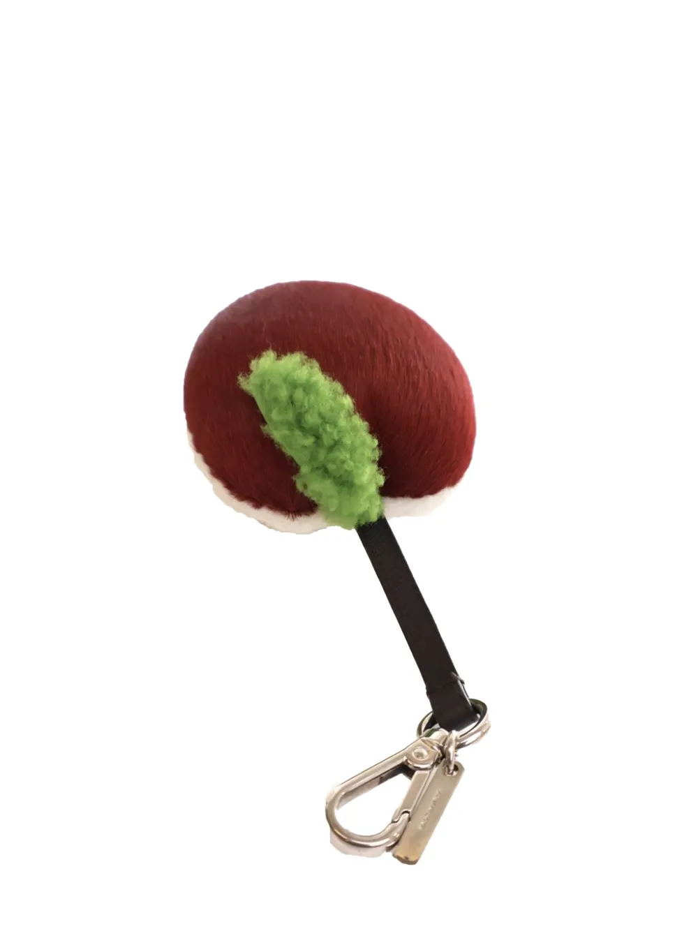 Pre-owned Fendi 2010-2025 Sheepskin And Pony Hair Apple Charm Key Chain In Red