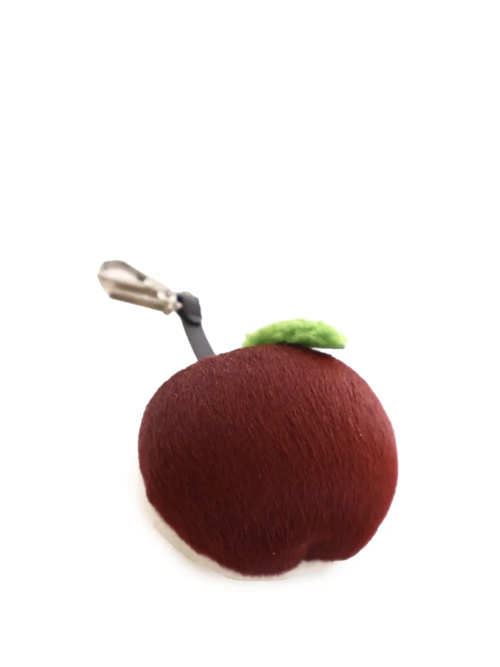 Pre-owned Fendi 2010-2025 Sheepskin And Pony Hair Apple Charm Key Chain In Red