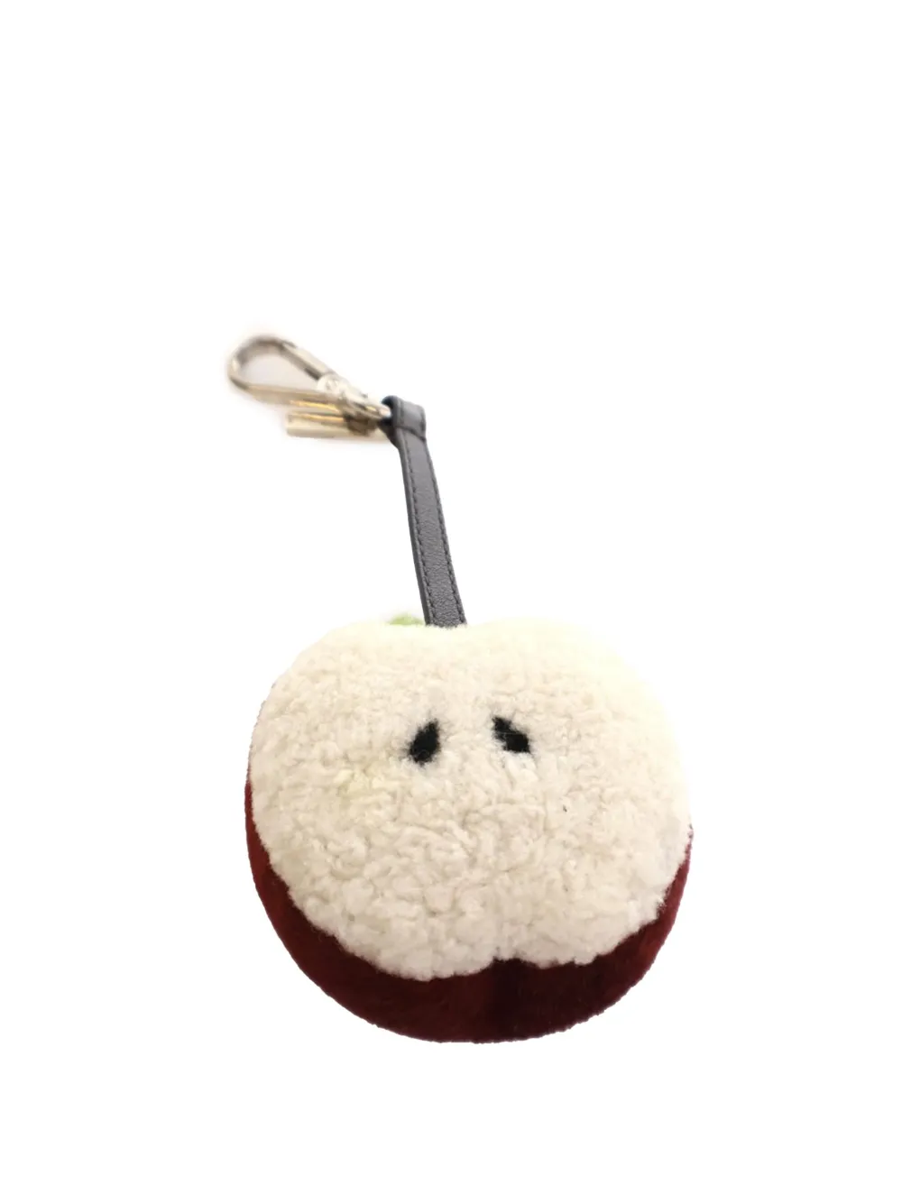 Pre-owned Fendi 2010-2025 Sheepskin And Pony Hair Apple Charm Key Chain In Red