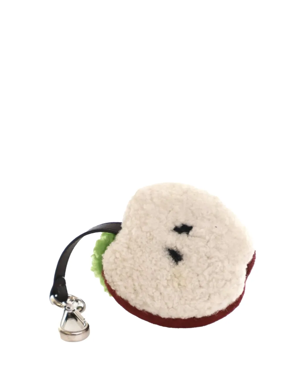 Pre-owned Fendi 2010-2025 Sheepskin And Pony Hair Apple Charm Key Chain In Red