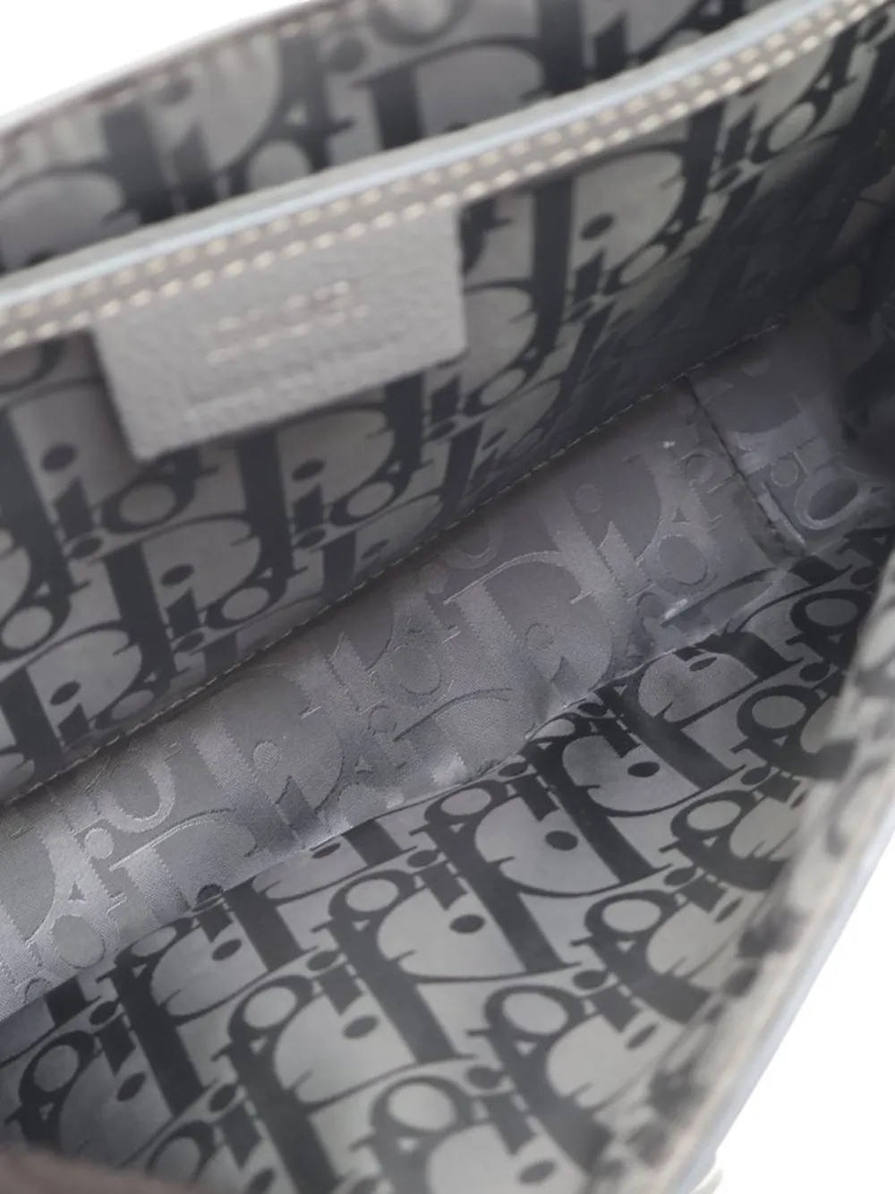 Pre-owned Dior 2023 Small Grained Calfskin Saddle Messenger Bag With Flap Crossbody Bag In Gray