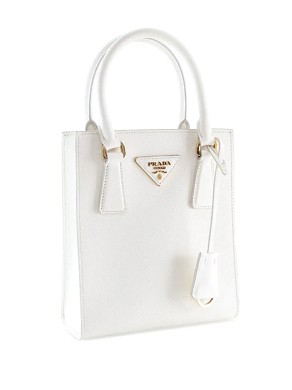 Pre-owned Prada 2010-2025 Mini Saffiano Lux Tote Satchel In White