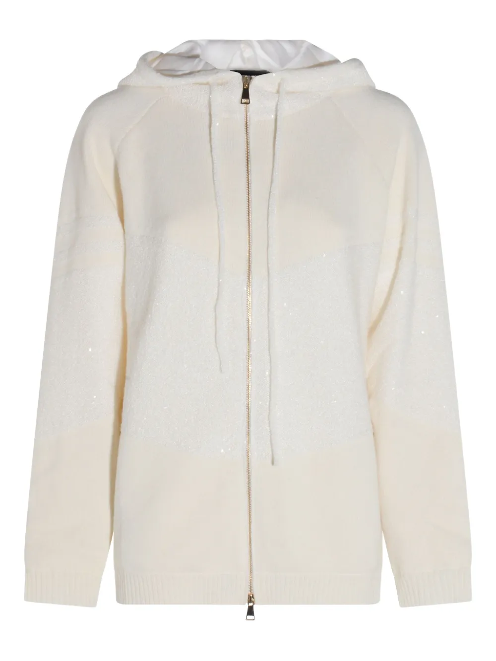 Fabiana Filippi Sparkling Hooded Long Sleeve Knitwear In Neutral