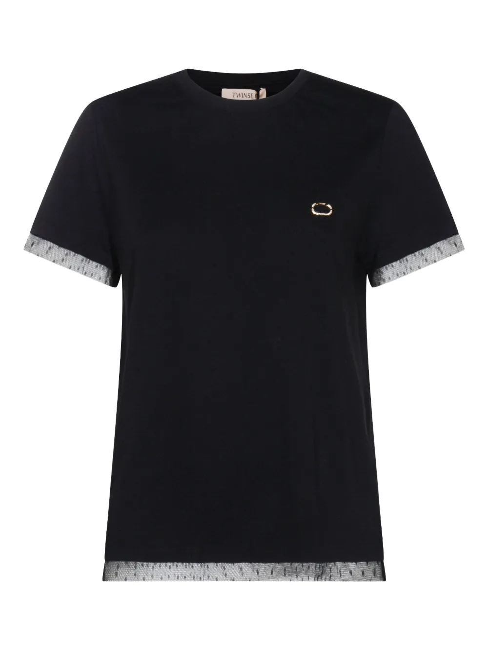 Twinset Tulle-trim Cotton T-shirt In Black