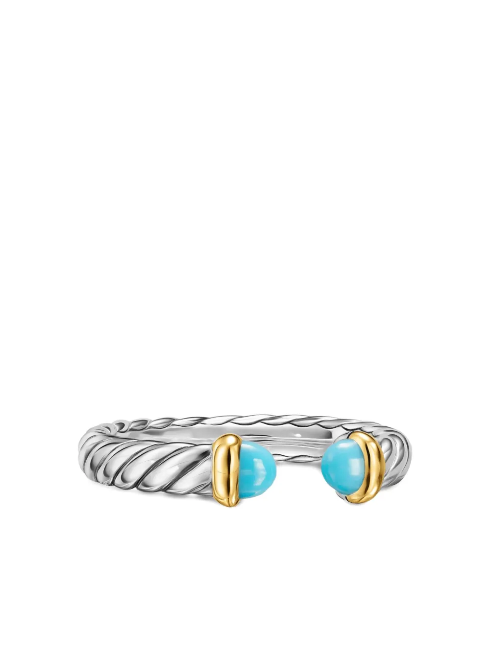 David Yurman sterling silver and 14K yellow gold Petite Cable turquoise ring | Silver | Image 1