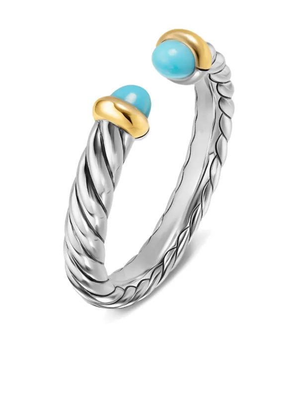 David Yurman Sterling Silver And 14K Yellow Gold Petite Cable Turquoise  Ring Silver FARFETCH PH