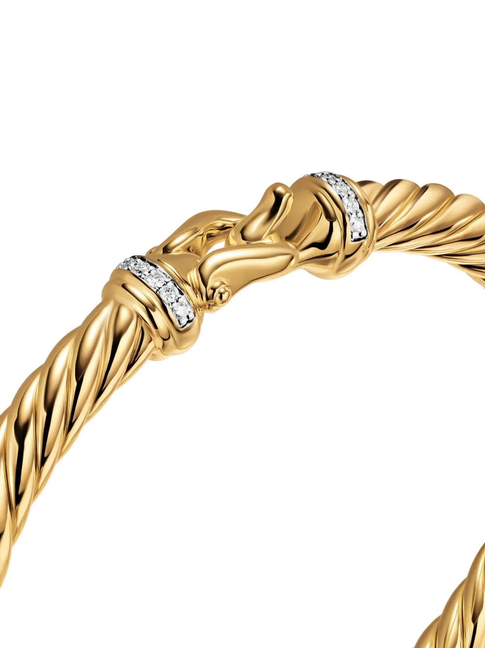 David Yurman 18k Yellow Gold Cablespira® Buckle Diamond Bracelet In Gold