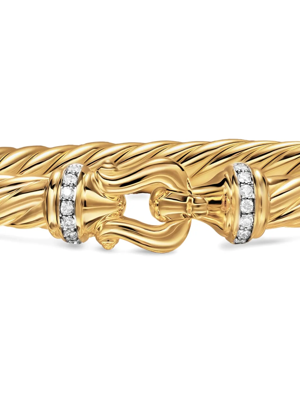 David Yurman 18k Yellow Gold Cablespira® Buckle Diamond Bracelet In Gold