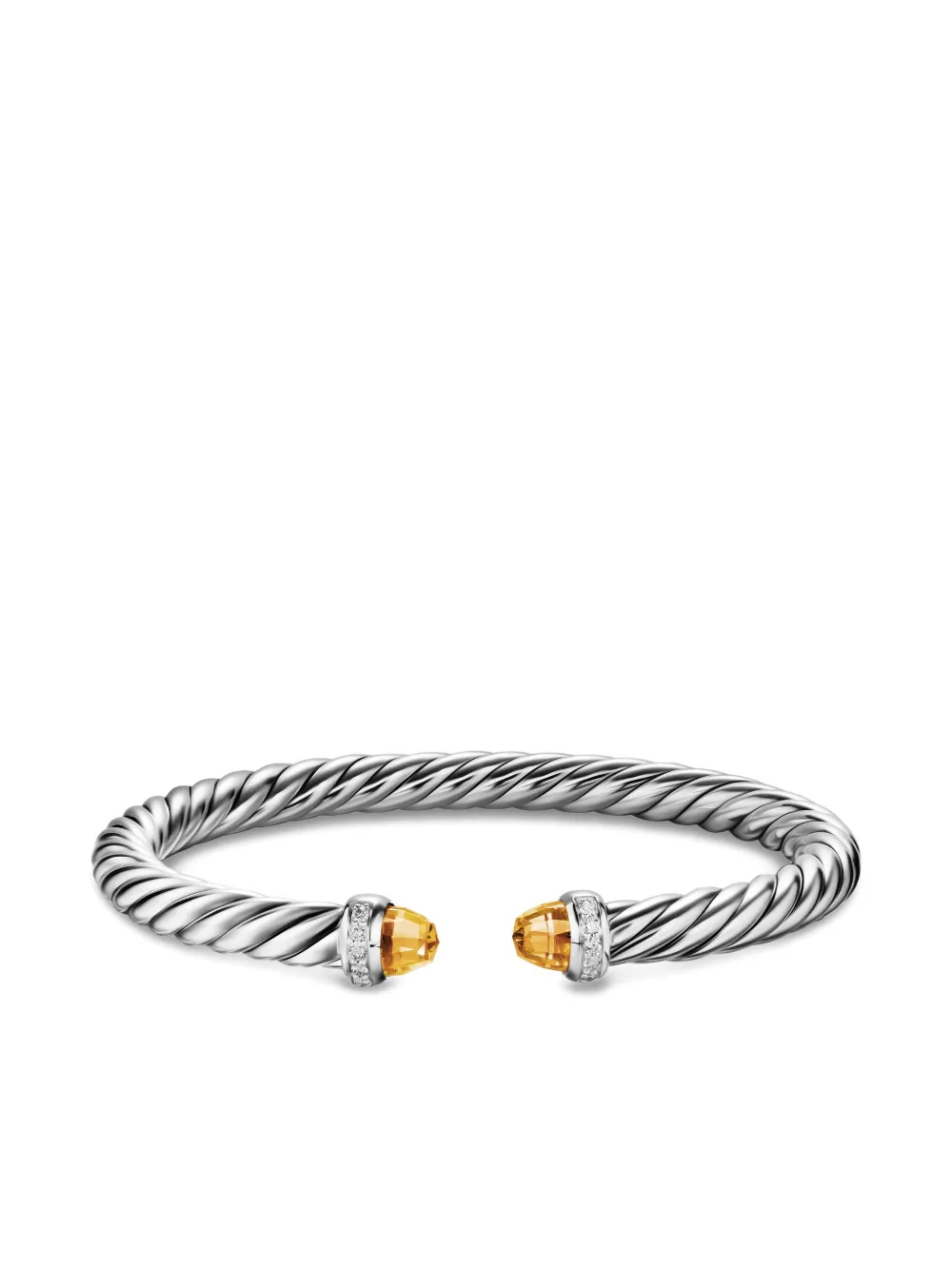 David Yurman Sterling Silver Cable Flex® Citrine And Diamond Bracelet In Metallic