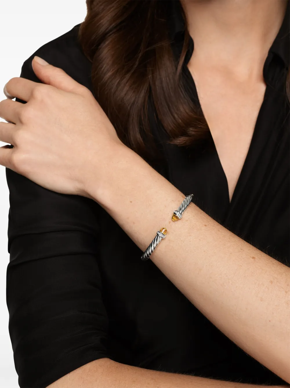 David Yurman Bracciale Cable Flex® in argento sterling con citrino e diamanti | Image 2