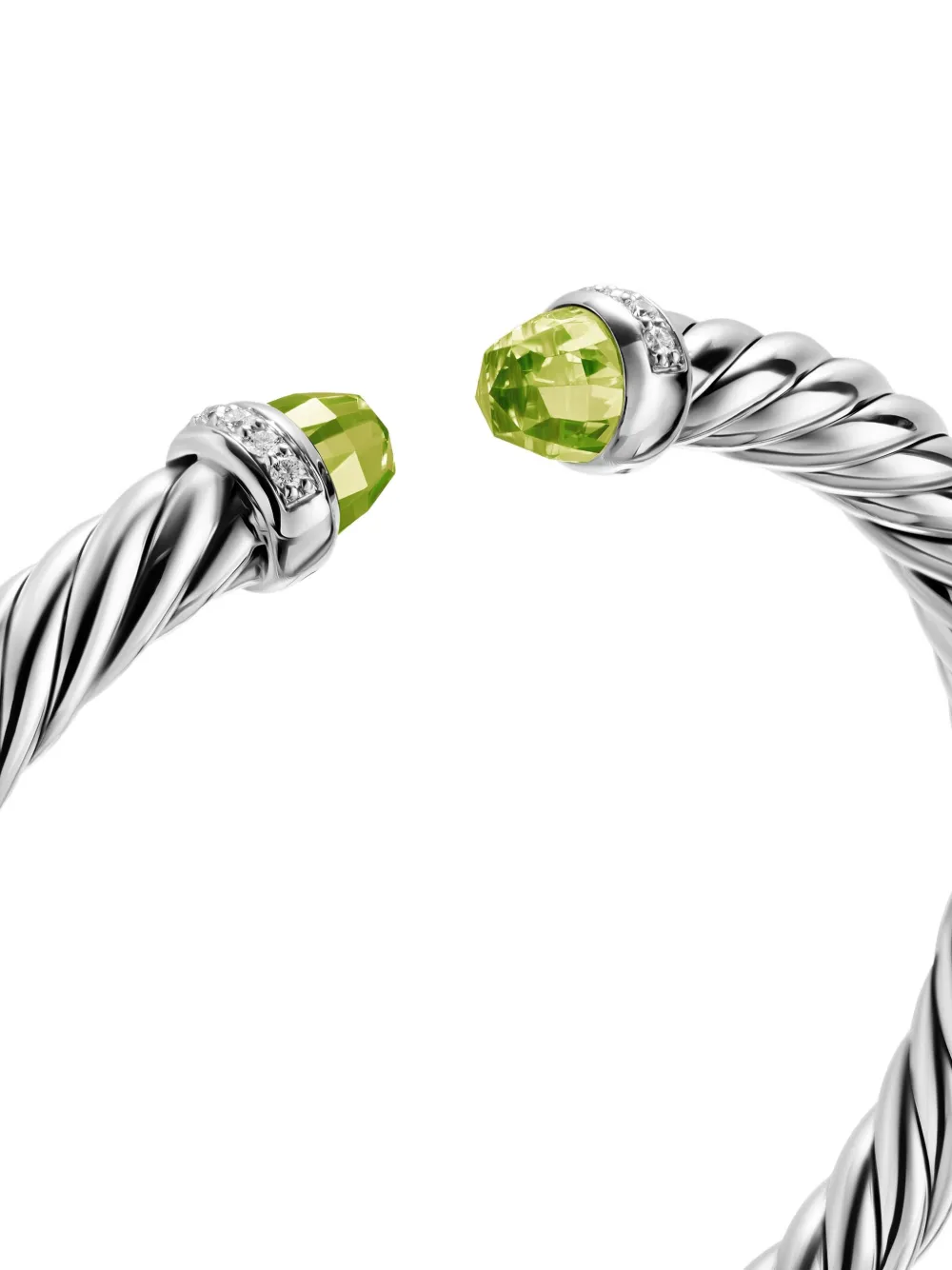 David Yurman Sterling Silver Cable Flex® Peridot And Diamond Bracelet In Silver