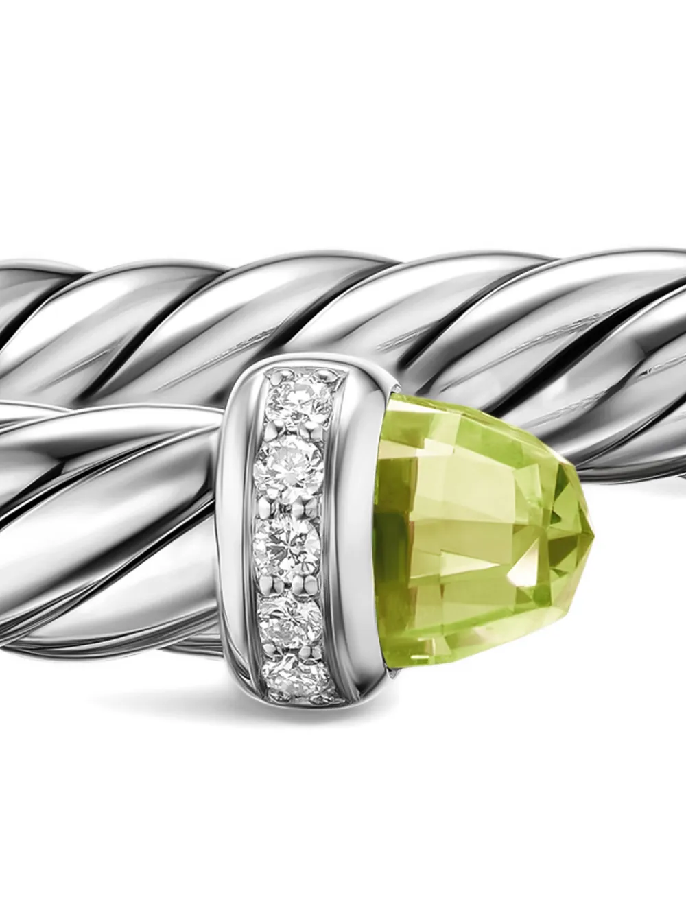 David Yurman Sterling Silver Cable Flex® Peridot And Diamond Bracelet In Silver