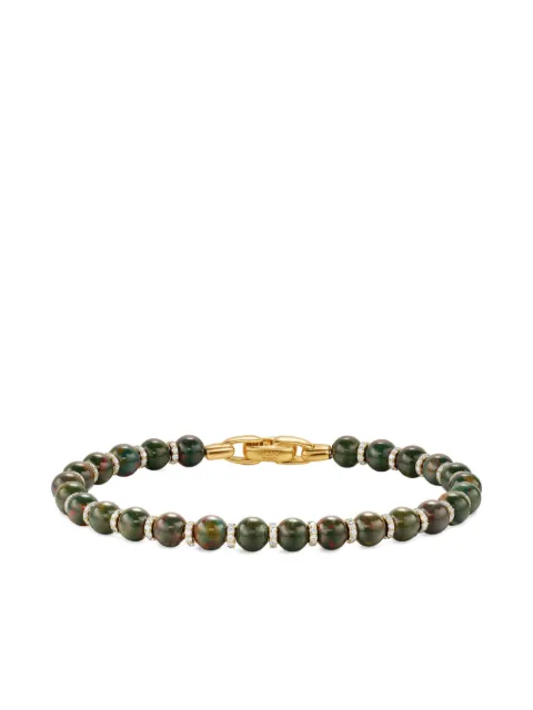 David Yurman 18K yellow gold spiritual beads bloodstone and diamond bracelet