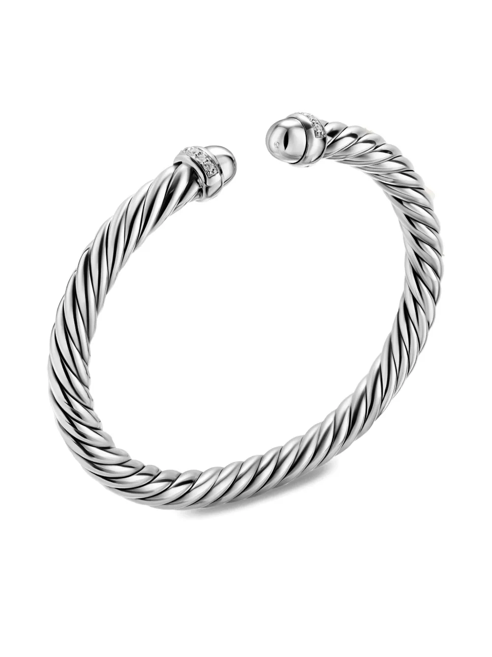 David Yurman Sterling Silver Cable Flex® Diamond Bracelet In Metallic