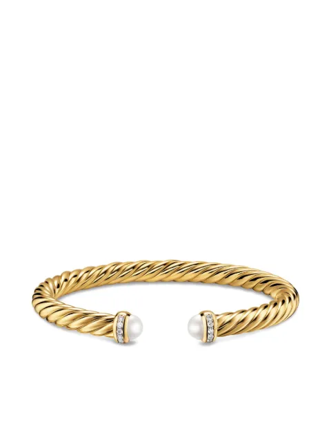 David Yurman 18K yellow gold Cablespira® Flex pearl and diamond bracelet