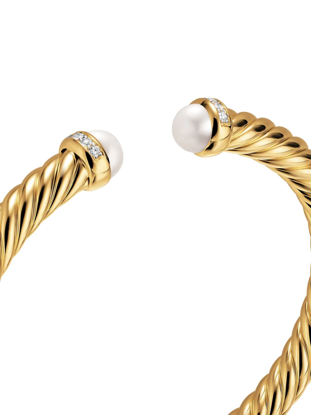 David Yurman 18k Yellow Gold Cablespira® Flex Pearl And Diamond Bracelet In Gold