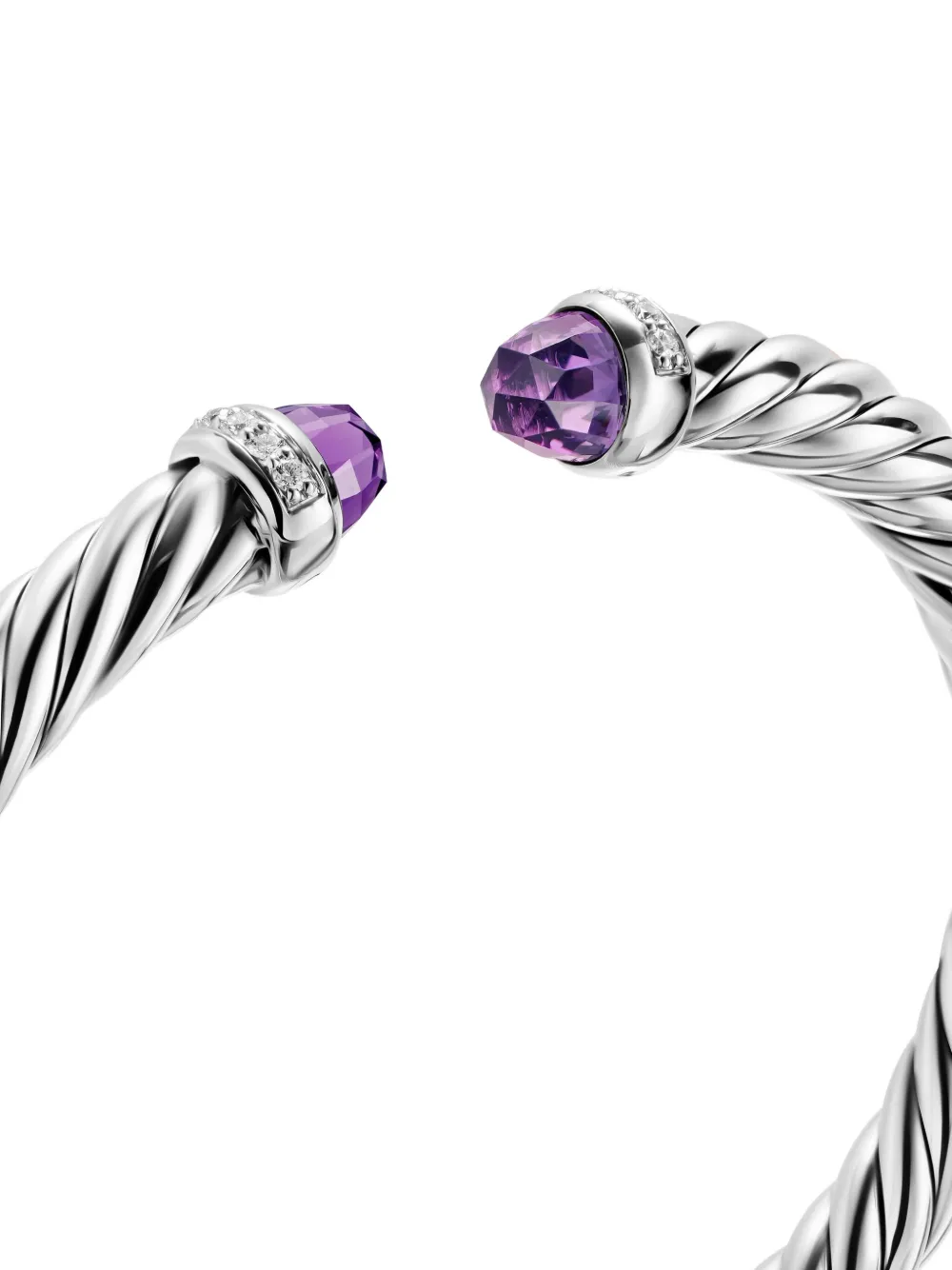 David Yurman Sterling Silver Cable Flex® Amethyst And Diamond Bracelet In Silver