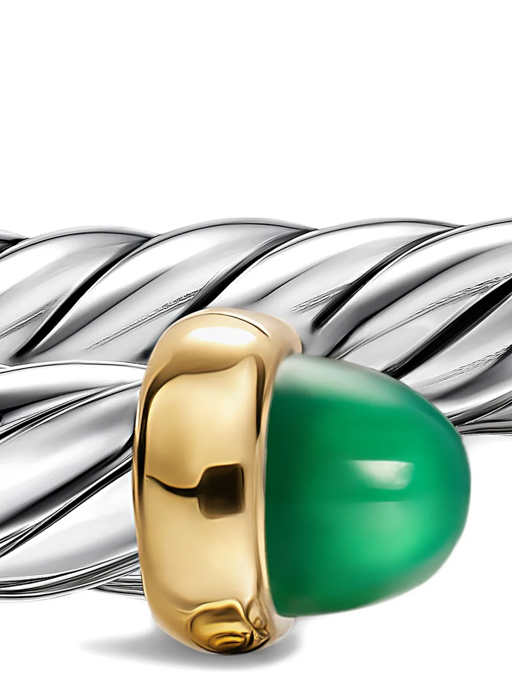 David Yurman Sterling Silver/14k Yellow Gold Cable Flex® Onyx Bracelet In Metallic