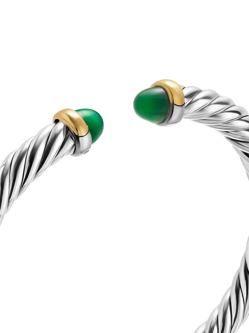 David Yurman Sterling Silver/14k Yellow Gold Cable Flex® Onyx Bracelet In Metallic