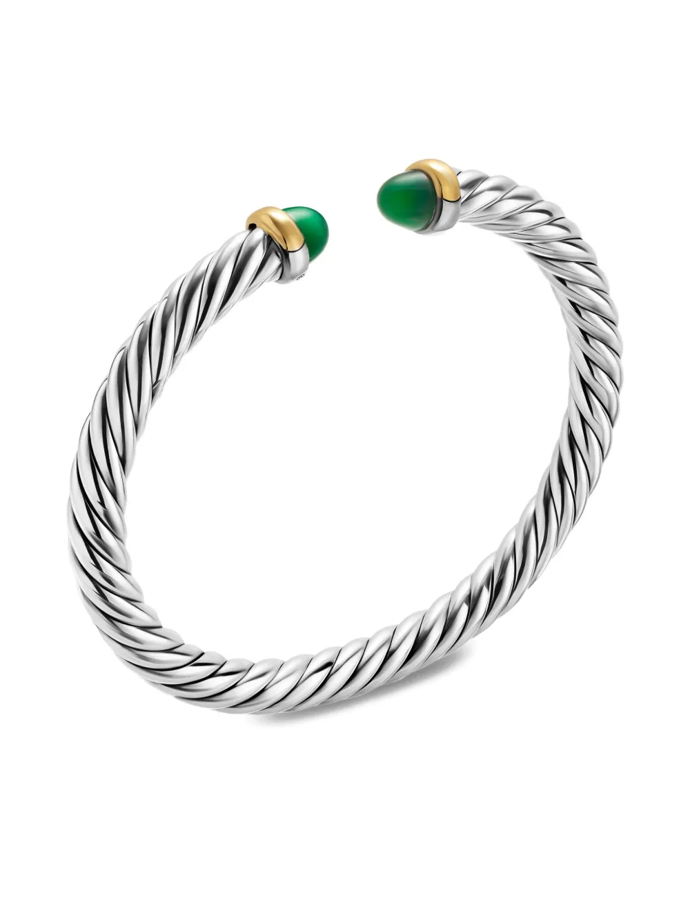 David Yurman Sterling Silver/14k Yellow Gold Cable Flex® Onyx Bracelet In Metallic