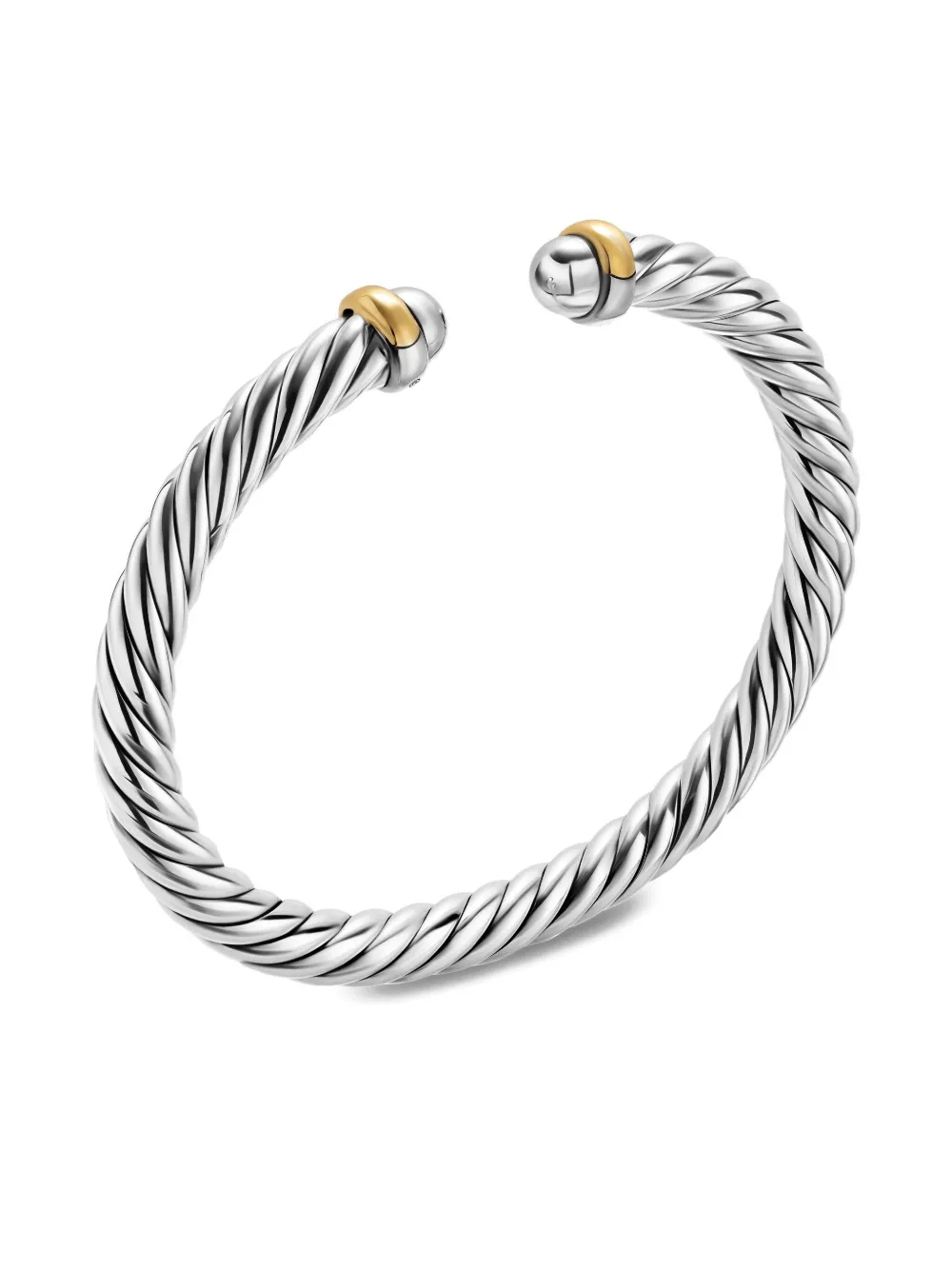 David Yurman Sterling Silver And 14k Yellow Gold Cable Flex® Bracelet In Gold