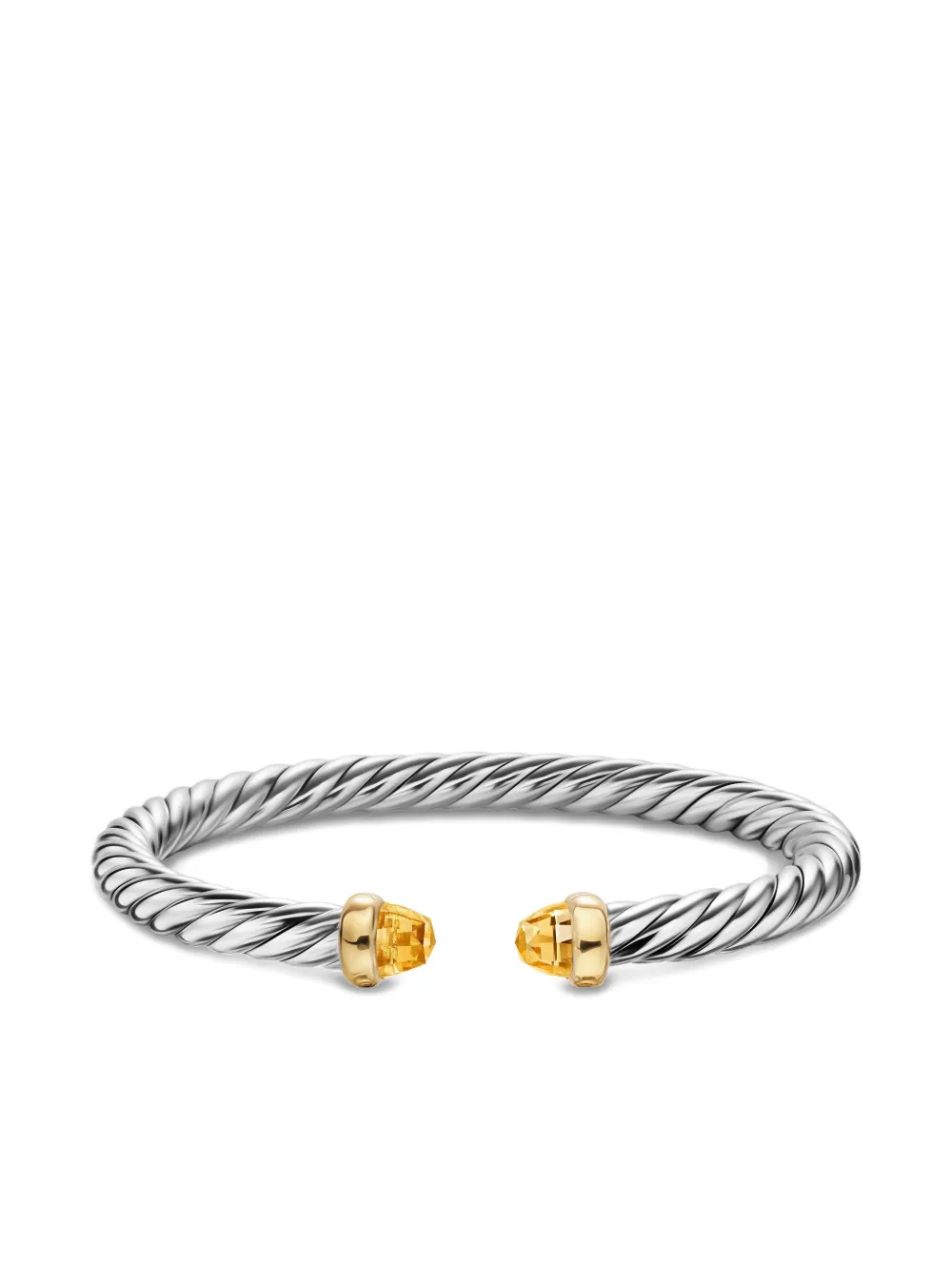 David Yurman Sterling Silver/14k Yellow Gold Cable Flex® Citrine Bracelet In Metallic