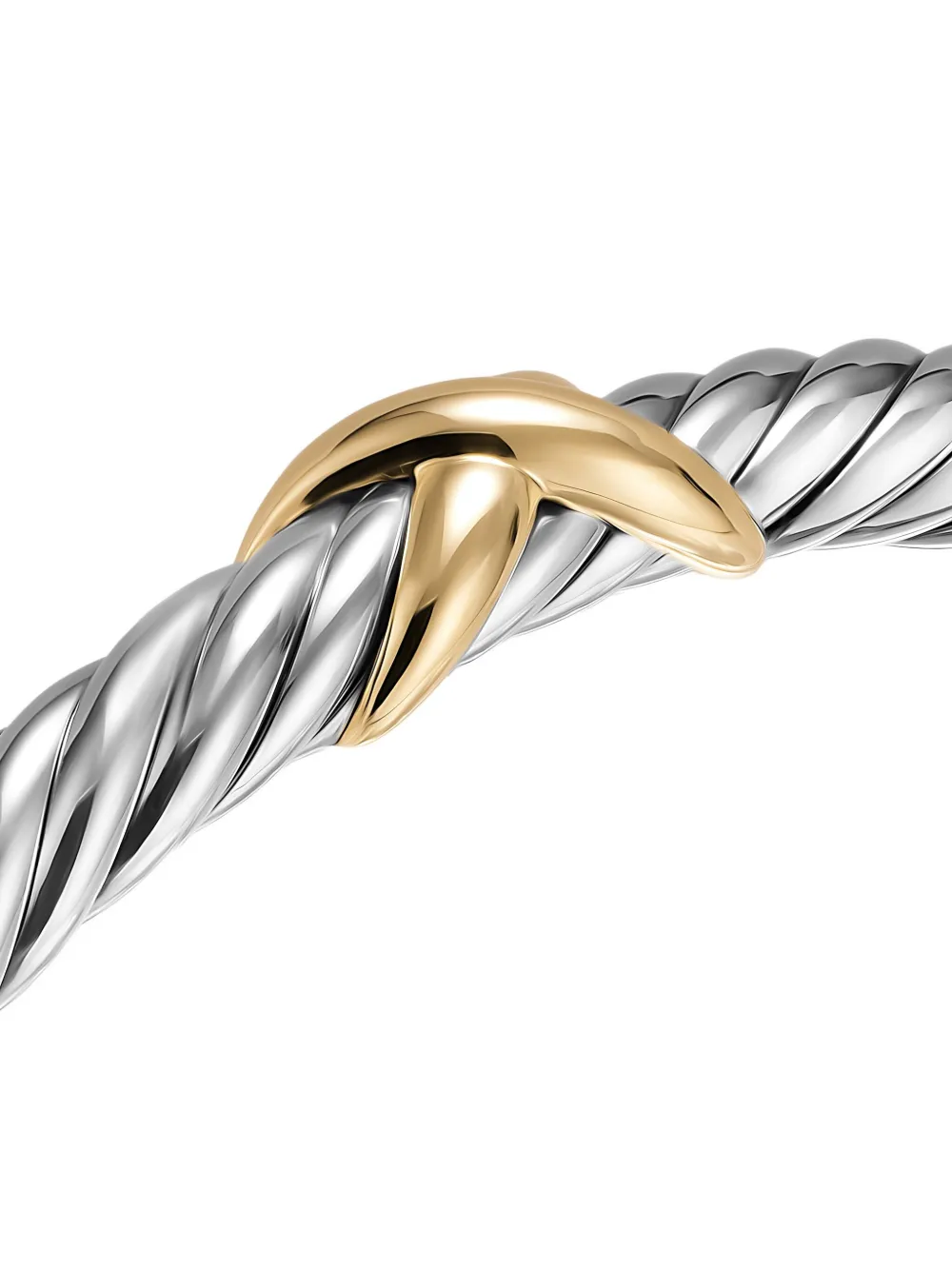 David Yurman Sterling Silver/14k Yellow Gold Cable Flex® X Bracelet In Metallic