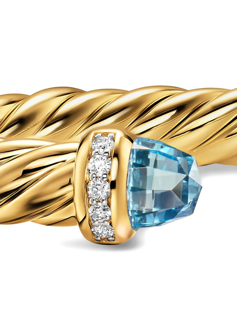 David Yurman 18k Yellow Gold Topaz Diamond Cablespira® Flex Bracelet In Gold