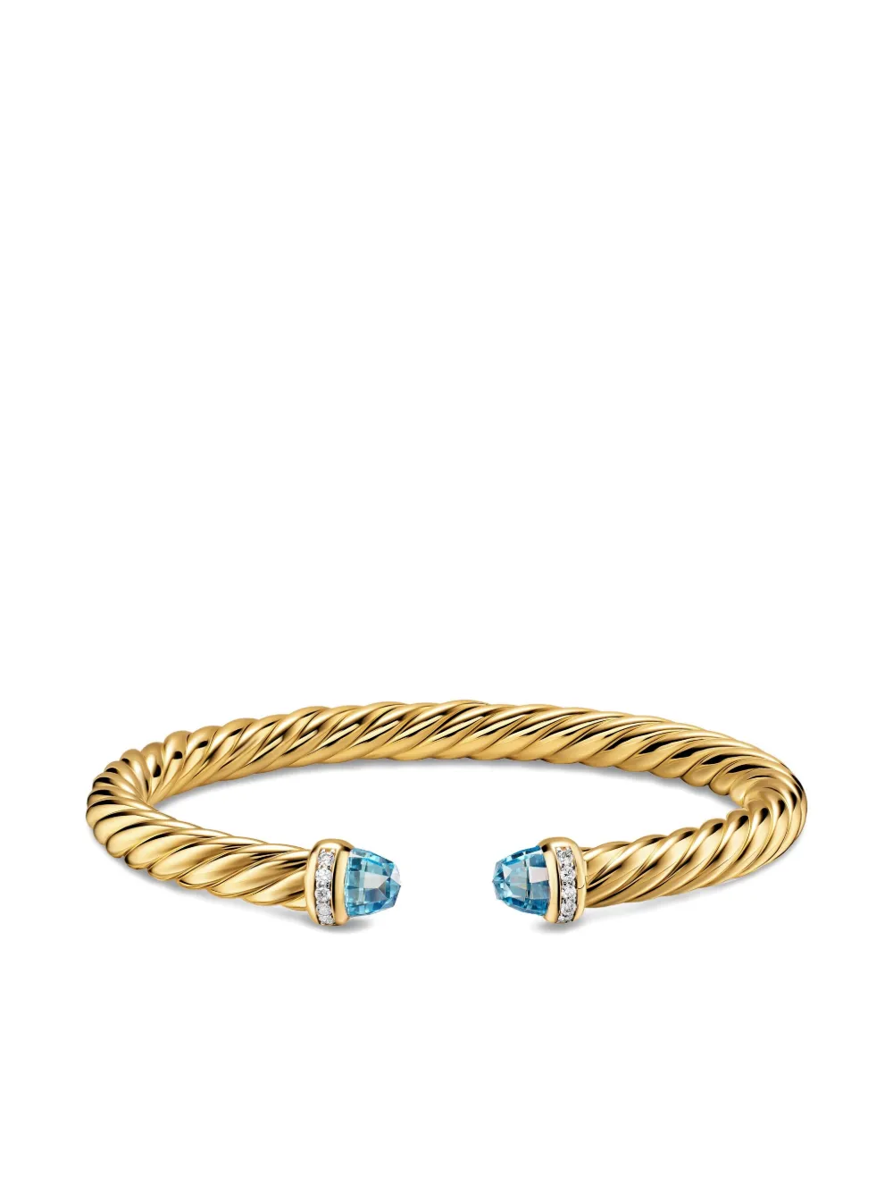 David Yurman 18k Yellow Gold Topaz Diamond Cablespira® Flex Bracelet In Gold