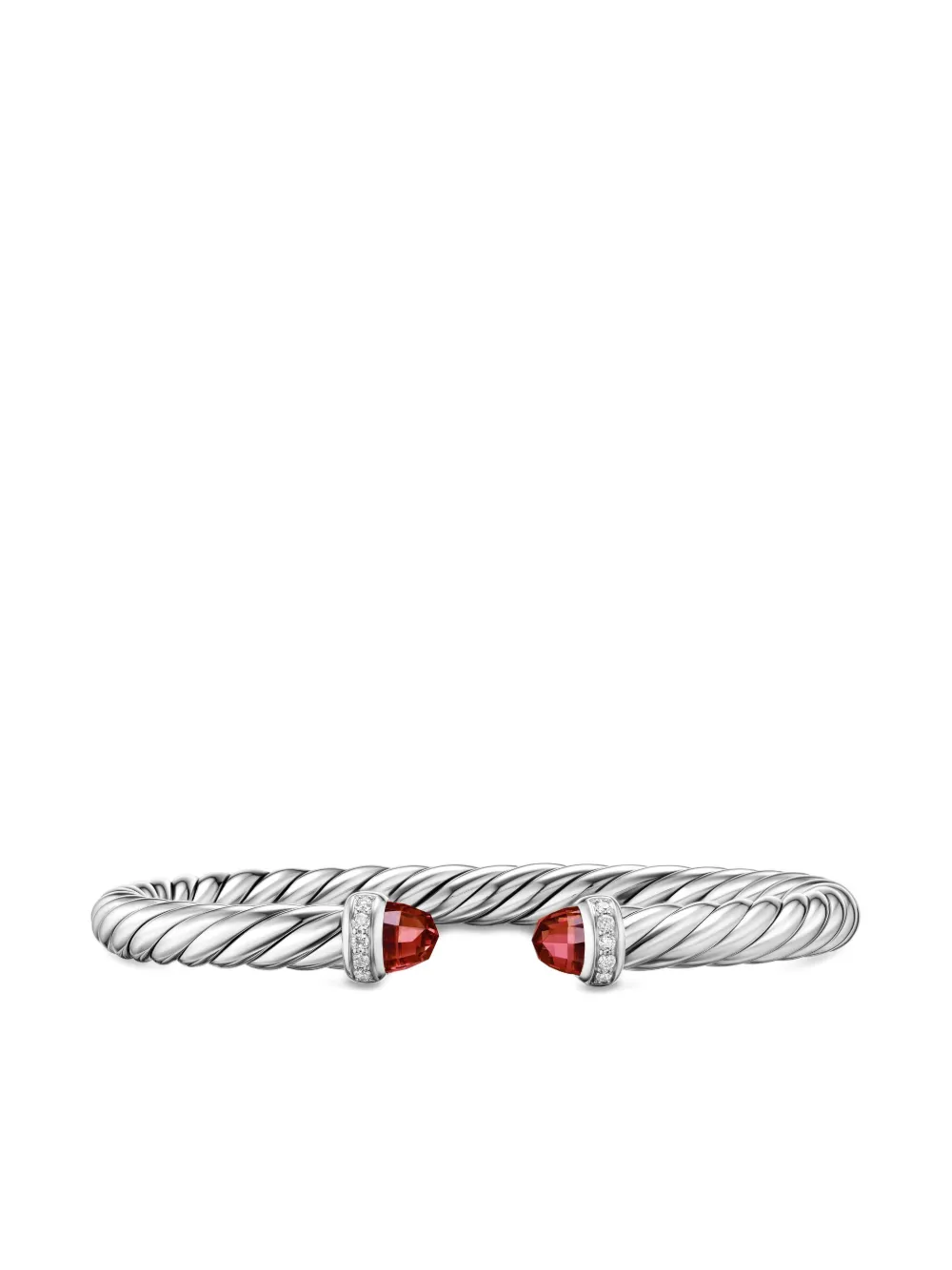 David Yurman Sterling Silver Cable Flex® Rhodolite Garnet And Diamond Bracelet In Metallic