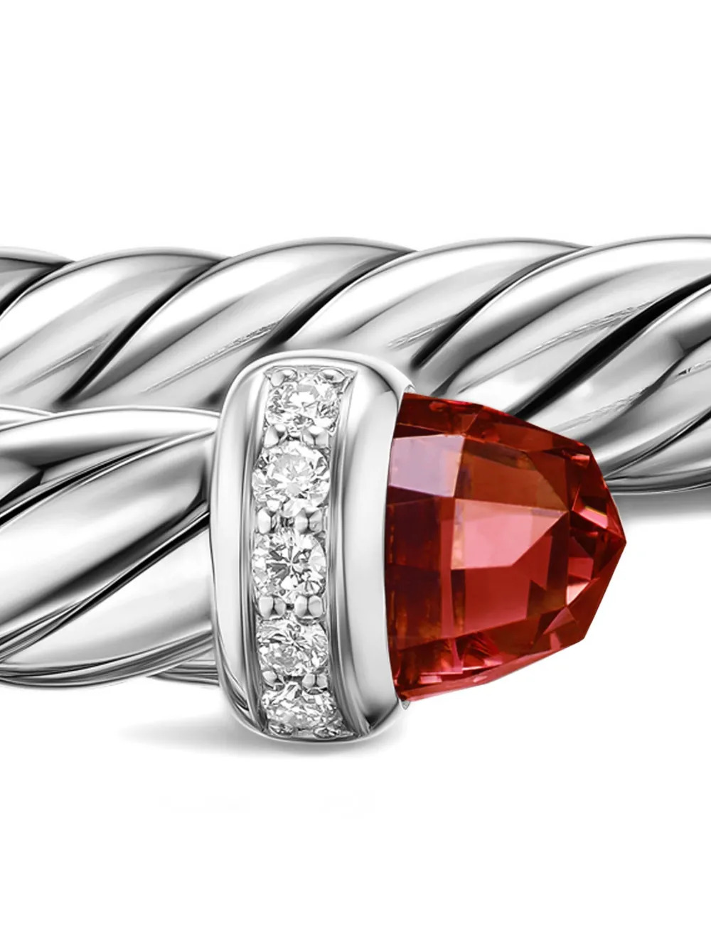 David Yurman Sterling Silver Cable Flex® Rhodolite Garnet And Diamond Bracelet In Metallic