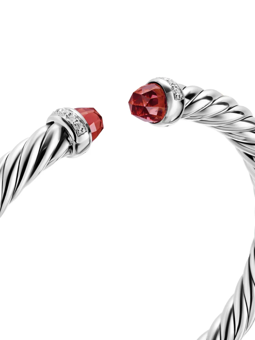 David Yurman Sterling Silver Cable Flex® Rhodolite Garnet And Diamond Bracelet In Metallic